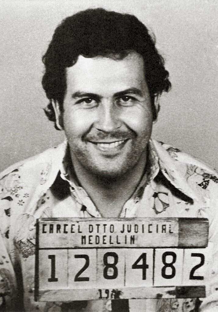Pablo Escobar in a police booking photograph