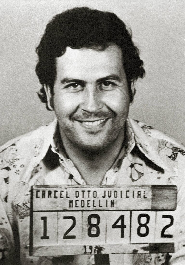 Pablo Escobar in a police booking photograph